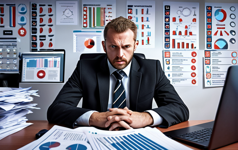 **

A stressed IT security manager sitting at a desk piled high with papers and flashing alerts, representing the constant barrage of cyber threats. The background includes a blurred image of a company logo and abstract digital security icons.

**